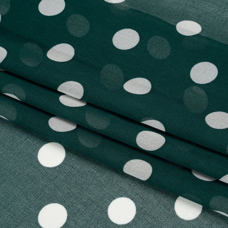 Famous Australian Designer Teal and White Polka Dot Nylon Georgette