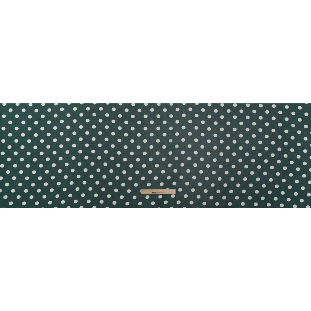 Famous Australian Designer Teal and White Polka Dot Nylon Georgette