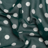 Famous Australian Designer Teal and White Polka Dot Nylon Georgette