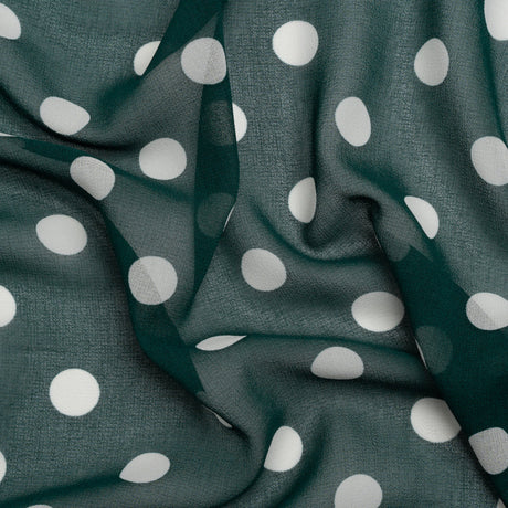 Famous Australian Designer Teal and White Polka Dot Nylon Georgette