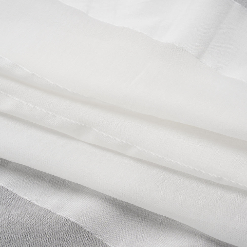 Famous Australian Designer White Burnout Awning Stripes Cotton and Silk Voile