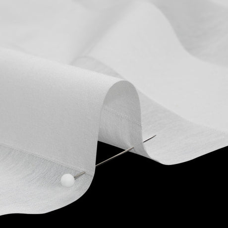 Famous Australian Designer White Burnout Awning Stripes Cotton and Silk Voile