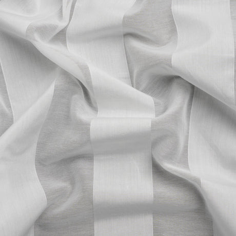 Famous Australian Designer White Burnout Awning Stripes Cotton and Silk Voile