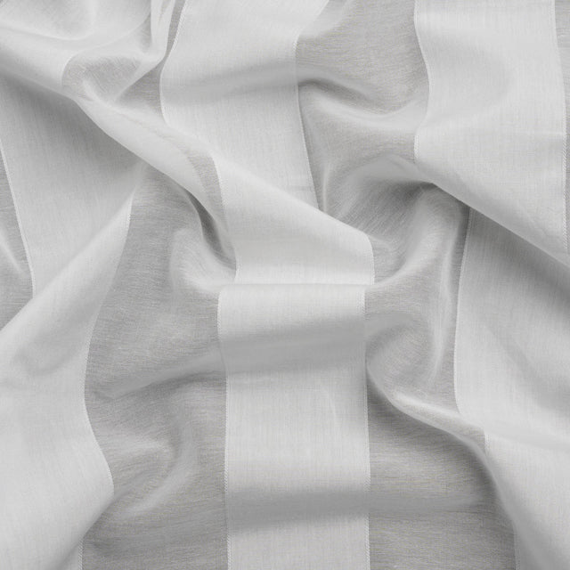 Famous Australian Designer White Burnout Awning Stripes Cotton and Silk Voile