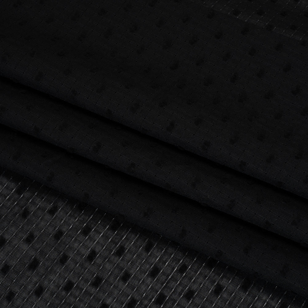 Famous Australian Designer Black Swiss Dot Gridded Cotton Woven