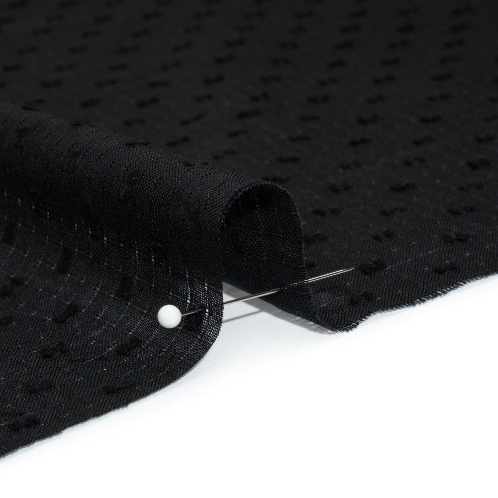 Famous Australian Designer Black Swiss Dot Gridded Cotton Woven