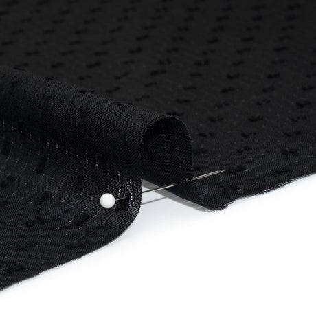Famous Australian Designer Black Swiss Dot Gridded Cotton Woven