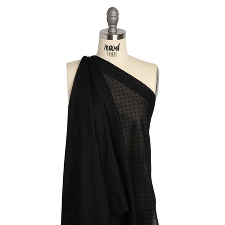 Famous Australian Designer Black Swiss Dot Gridded Cotton Woven