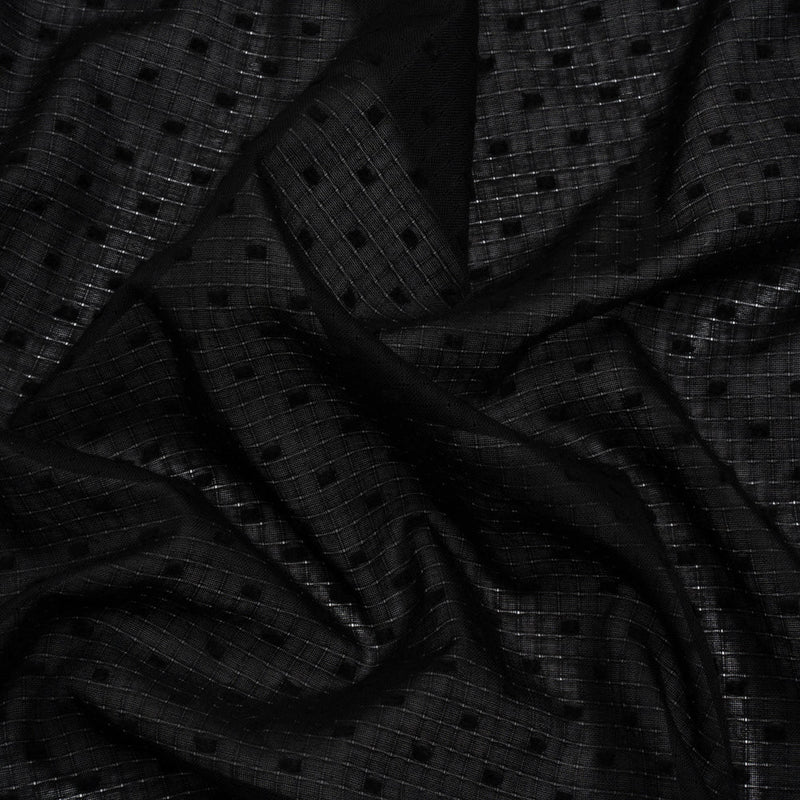 Famous Australian Designer Black Swiss Dot Gridded Cotton Woven