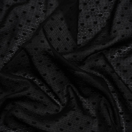 Famous Australian Designer Black Swiss Dot Gridded Cotton Woven