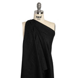 Famous Australian Designer Black Embroidered Polka Dots LightweightLinen and Cotton Woven