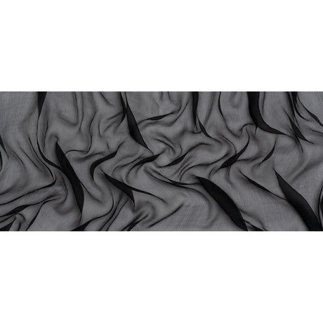 Famous Australian Designer Black Crinkled Silk Chiffon