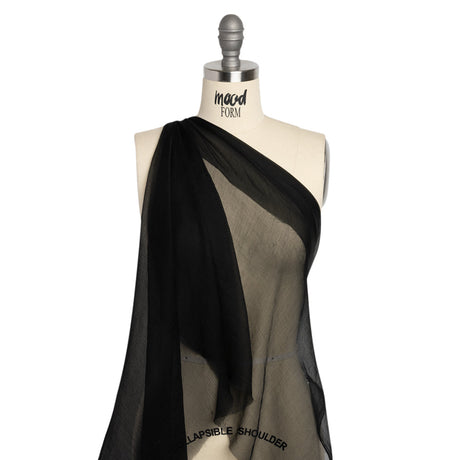 Famous Australian Designer Black Crinkled Silk Chiffon