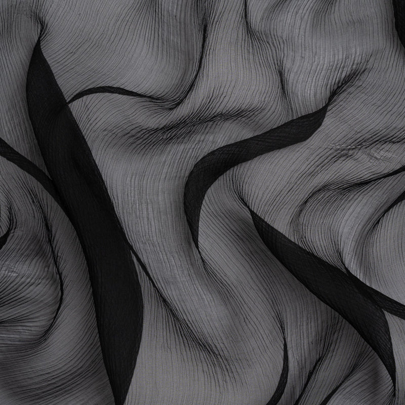 Famous Australian Designer Black Crinkled Silk Chiffon