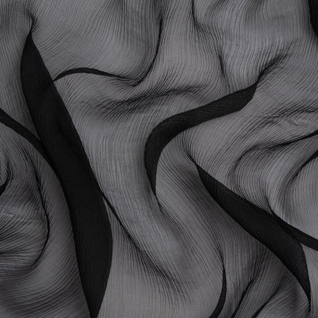 Famous Australian Designer Black Crinkled Silk Chiffon