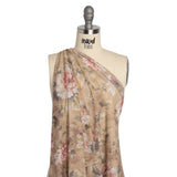 Famous Australian Designer Warm Taupe and Rose Floral Fresco Stretch Polyester Jersey