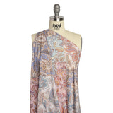 Famous Australian Designer Pink, Periwinkle and Mint Patchwork Paisley Stretch Polyester Jersey