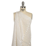 Famous Australian Designer White and Metallic Gold Satin Burnout Stripes Silk Woven