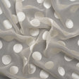 Famous Australian Designer Cream Burnout Satin Polka Dots Silk and Viscose Georgette