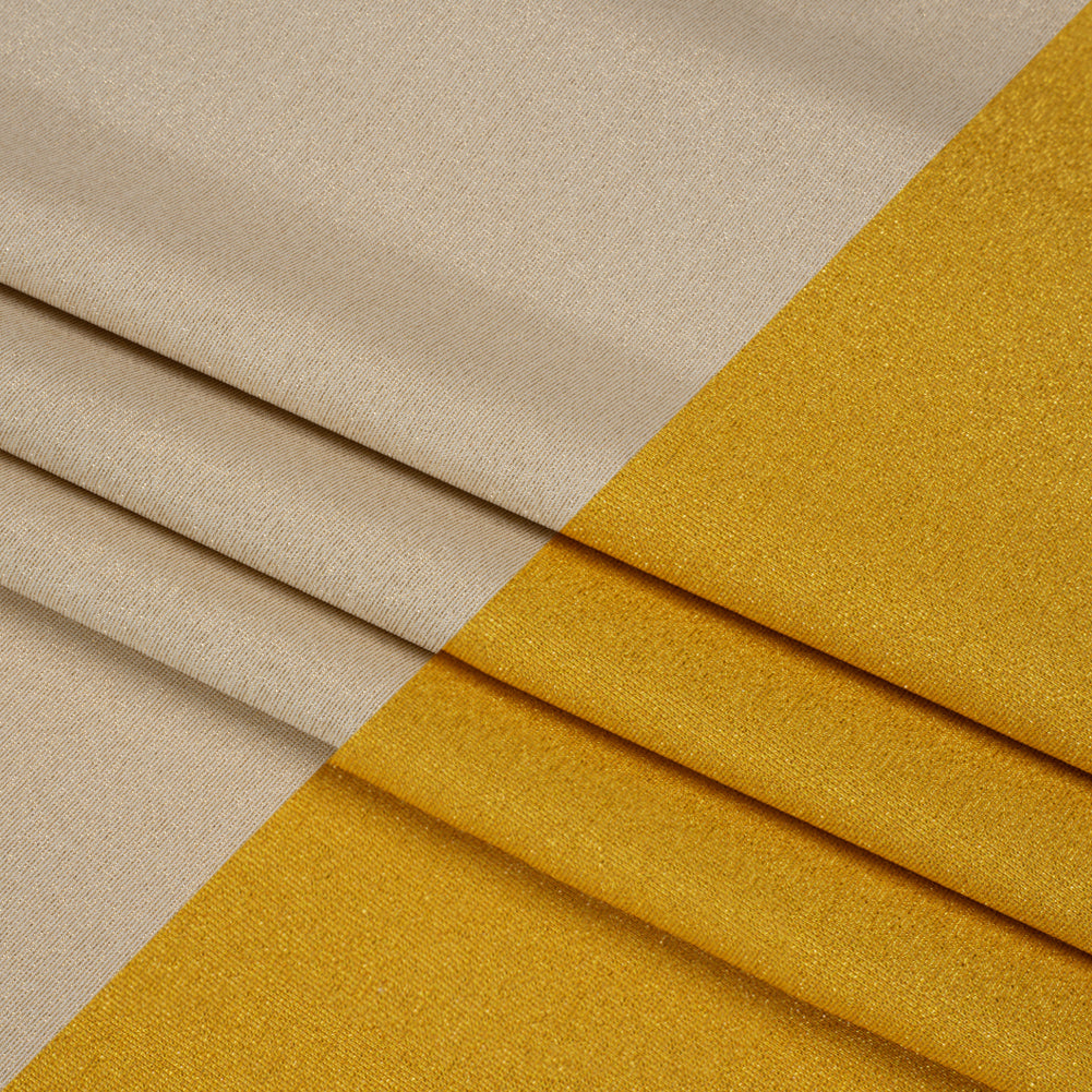 Famous Australian Designer Yellow, Beige and Metallic Gold Double Face Stretch Polyester Tricot