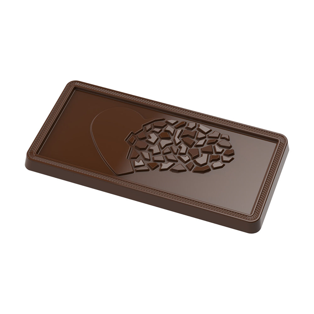 Greyas Polycarbonate Chocolate Mold, Melting Heart Bar by Luis Amado, 3 Cavities