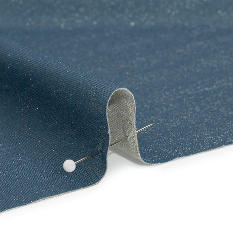 Famous Australian Designer Gray, French Blue and Metallic Gold Double Face Stretch Polyester Tricot