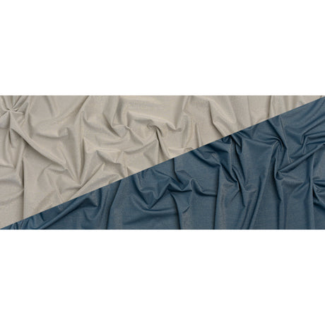 Famous Australian Designer Gray, French Blue and Metallic Gold Double Face Stretch Polyester Tricot