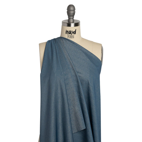 Famous Australian Designer Gray, French Blue and Metallic Gold Double Face Stretch Polyester Tricot
