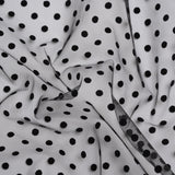 Famous Australian Designer Black Big Flocked Polka Dots Polyester Tulle