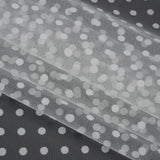 Famous Australian Designer White Big Flocked Polka Dots Polyester Tulle