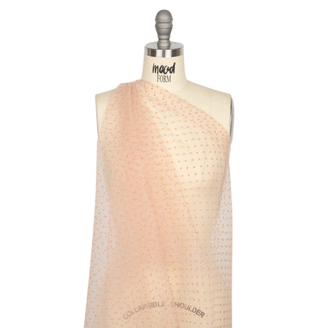 Famous Australian Designer Peach Little Flocked Polka Dots Polyester Tulle