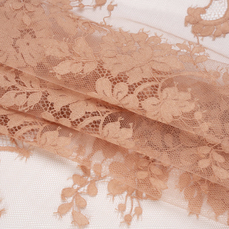 Famous Australian Designer Blush Floral Re-Embroidered Cotton and Nylon Lace