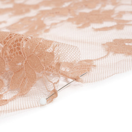 Famous Australian Designer Blush Floral Re-Embroidered Cotton and Nylon Lace