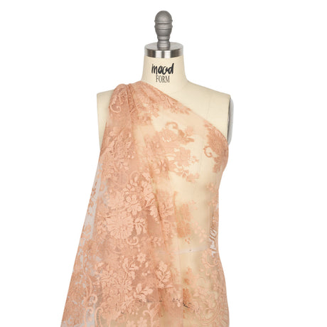 Famous Australian Designer Blush Floral Re-Embroidered Cotton and Nylon Lace