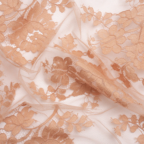 Famous Australian Designer Blush Floral Re-Embroidered Cotton and Nylon Lace