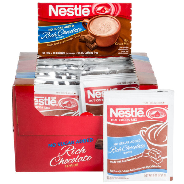 Nestle No Sugar Added Hot Cocoa Mix Packet - 30/Box
