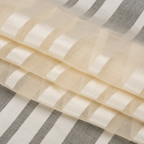Famous Australian Designer Beige Striped Polyester Burnout Woven