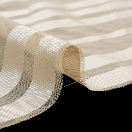Famous Australian Designer Beige Striped Polyester Burnout Woven