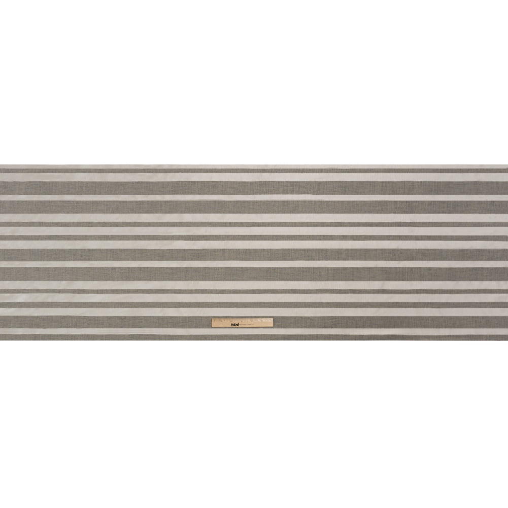 Famous Australian Designer Beige Striped Polyester Burnout Woven