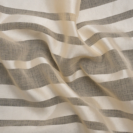 Famous Australian Designer Beige Striped Polyester Burnout Woven