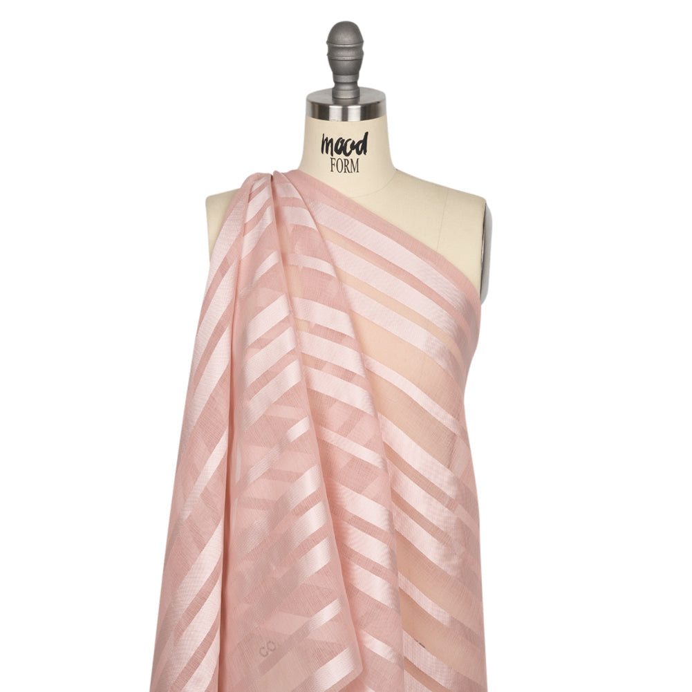 Famous Australian Designer Dusty Rose Striped Polyester Burnout Woven