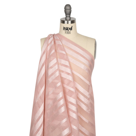 Famous Australian Designer Dusty Rose Striped Polyester Burnout Woven