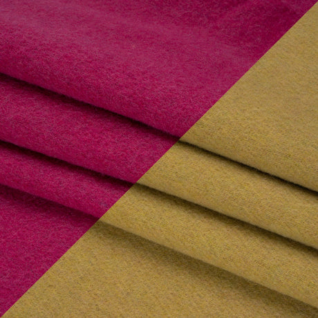 Italian Camel and Fuchsia Brushed Wool and Polyester Double Cloth Coating