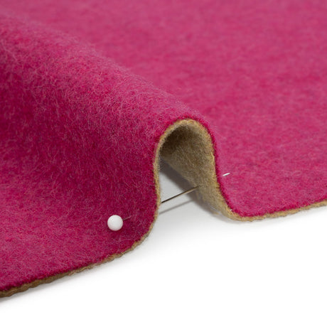 Italian Camel and Fuchsia Brushed Wool and Polyester Double Cloth Coating