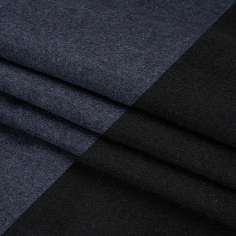 Italian Black and Navy Brushed Wool and Polyester Double Cloth Coating