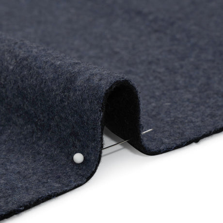 Italian Black and Navy Brushed Wool and Polyester Double Cloth Coating
