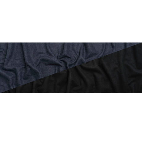 Italian Black and Navy Brushed Wool and Polyester Double Cloth Coating
