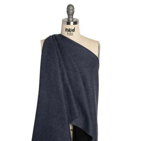 Italian Black and Navy Brushed Wool and Polyester Double Cloth Coating