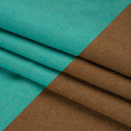 Italian Camel and Aqua Brushed Wool and Polyester Double Cloth Coating