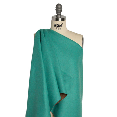 Italian Camel and Aqua Brushed Wool and Polyester Double Cloth Coating